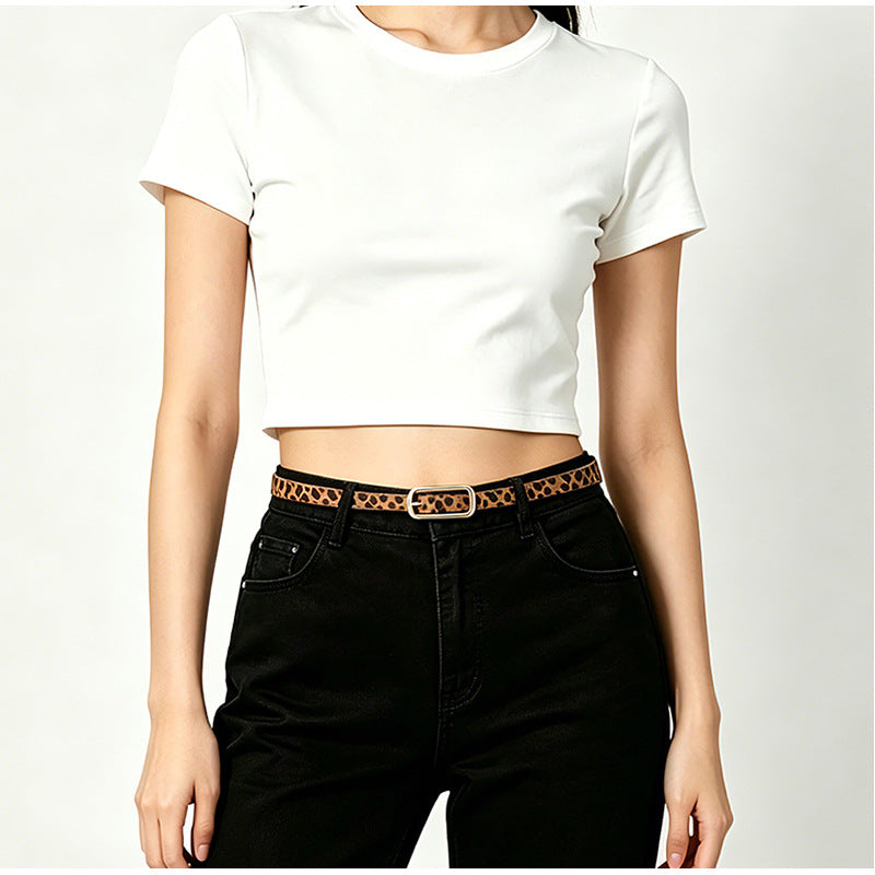 Women’s Fashion Solid Color PU Leather Belt With Zinc Alloy Smooth Buckle, Commute Style