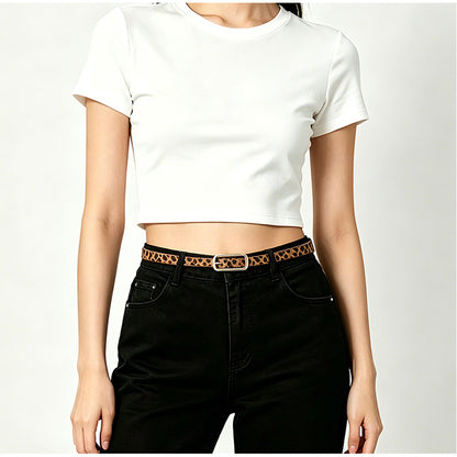 Women’s Fashion Solid Color PU Leather Belt With Zinc Alloy Smooth Buckle, Commute Style