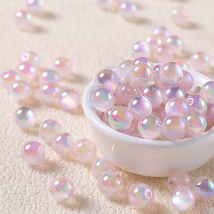 Round Plastic Beads For Jewelry Making, Diameter 8mm, Electroplated Finish In Blue