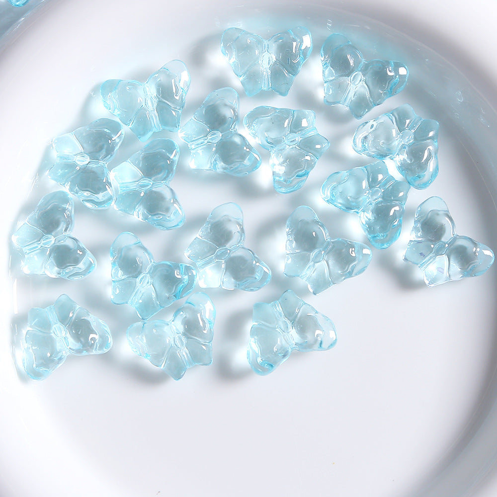 10 PCS Glass Butterfly Beads For Jewelry Making In Light Blue, Perfect For DIY Accessories