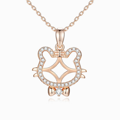 Tiger Pendant In 925 Sterling Silver With Agate Inlay, Featuring 925 Sterling Silver Chain For Women