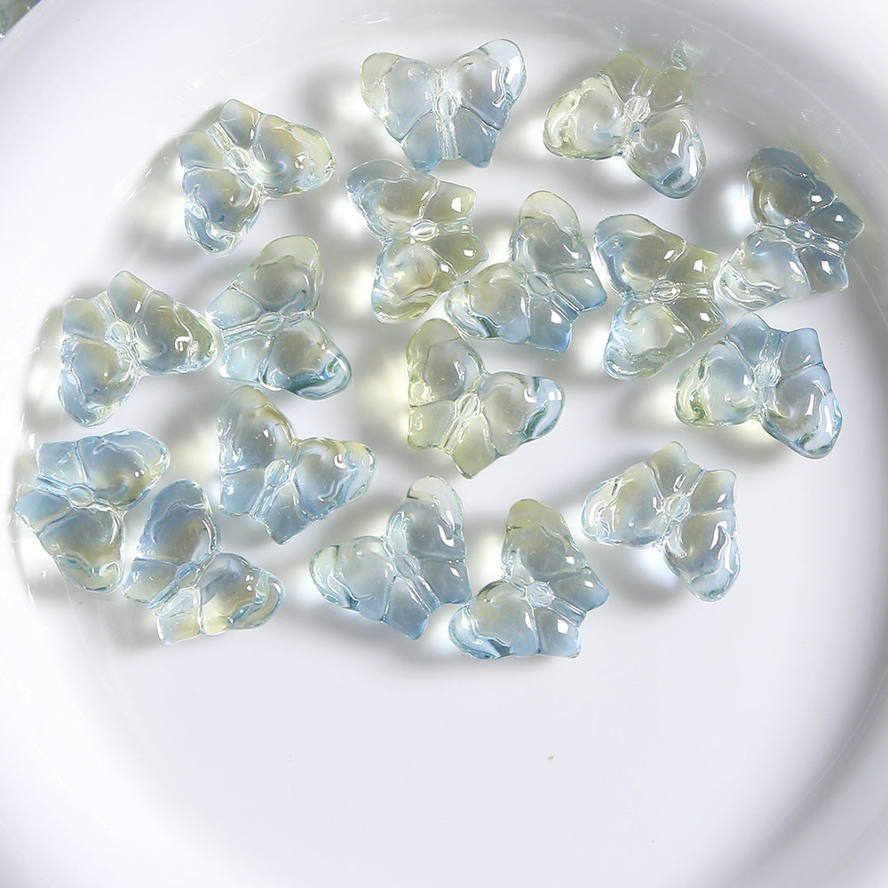 10 PCS Glass Butterfly Beads For Jewelry Making In Light Blue, Perfect For DIY Accessories