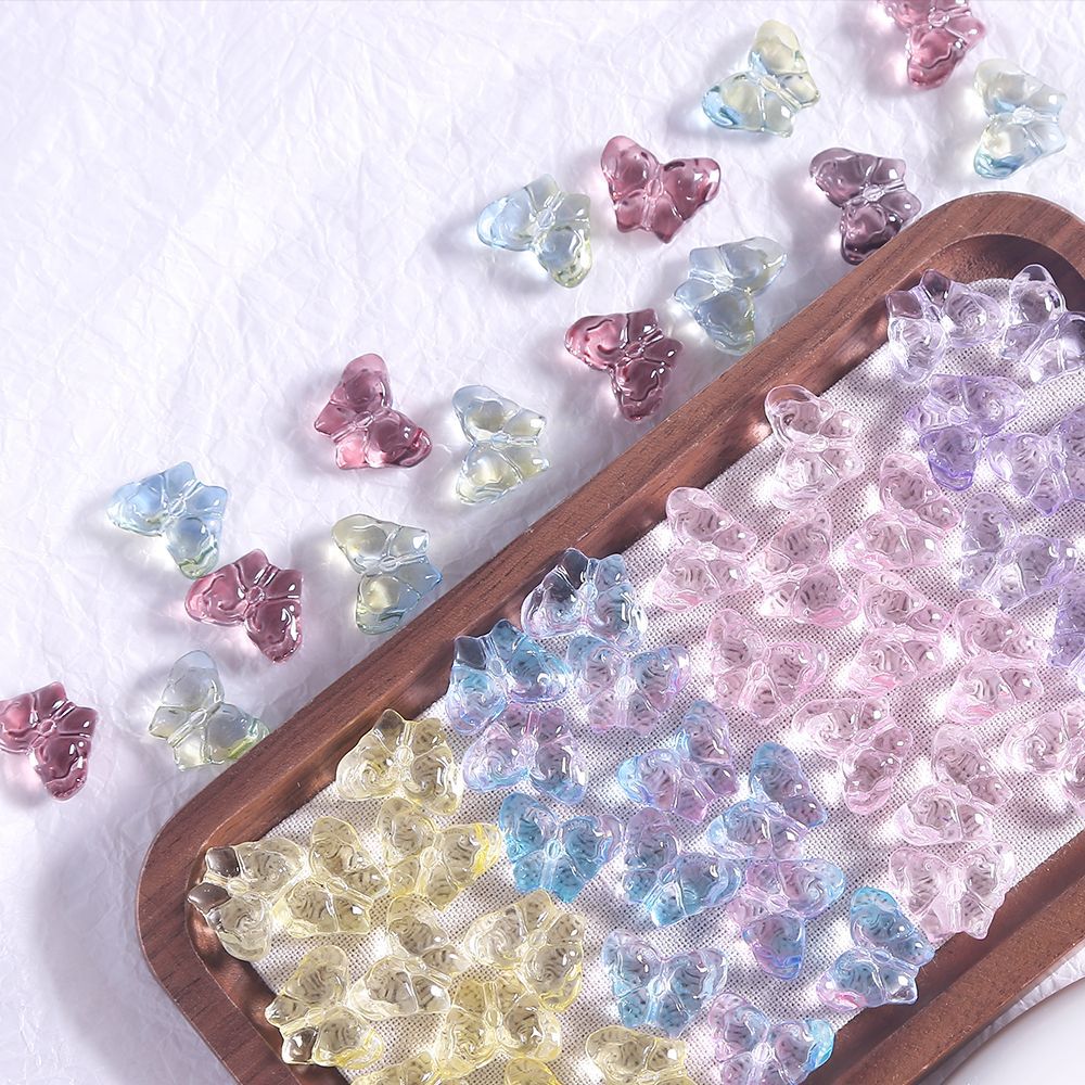 10 PCS Glass Butterfly Beads For Jewelry Making In Light Blue, Perfect For DIY Accessories