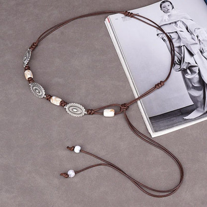 Ethnic Style Women's Waist Chain In Coffer Color, Made Of Cotton With Braid Surface Finish