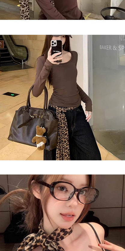 Retro Leopard Print Waist Chain Belt For Women In Coffer Cotton Material