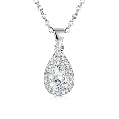 Sweet Water Droplets Pendant For Women In 925 Sterling Silver With Moissanite Inlay, Perfect For Spring & Summer