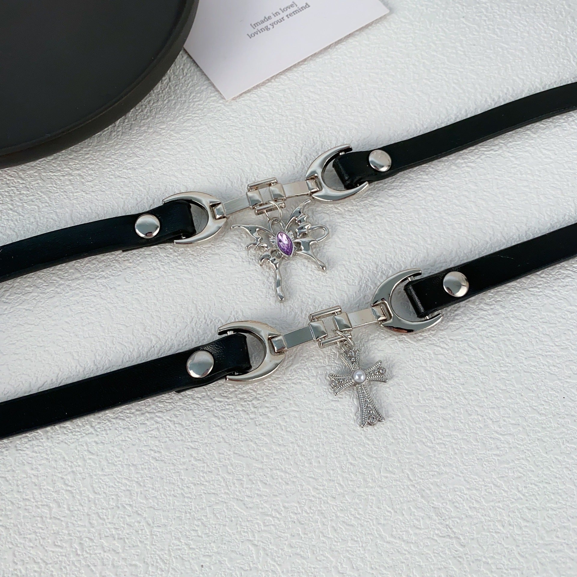 Sweet Butterfly Choker Necklace For Women With PU Leather Rope Chain, Electroplated Finish, And Alloy Pendant
