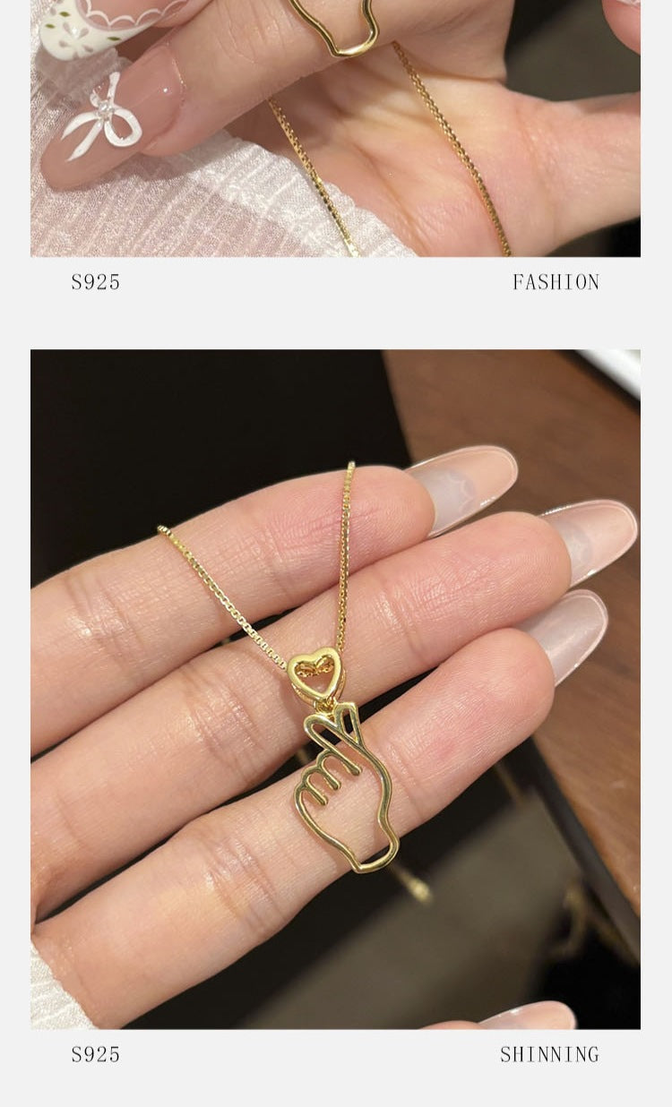Heart Shape Pendant For Women In 925 Sterling Silver With Agate Inlay, Gold Finish, Perfect For Summer