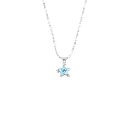 Elegant Ocean Blue Necklace For Women In Silver Plated Copper With Rhinestone Inlay