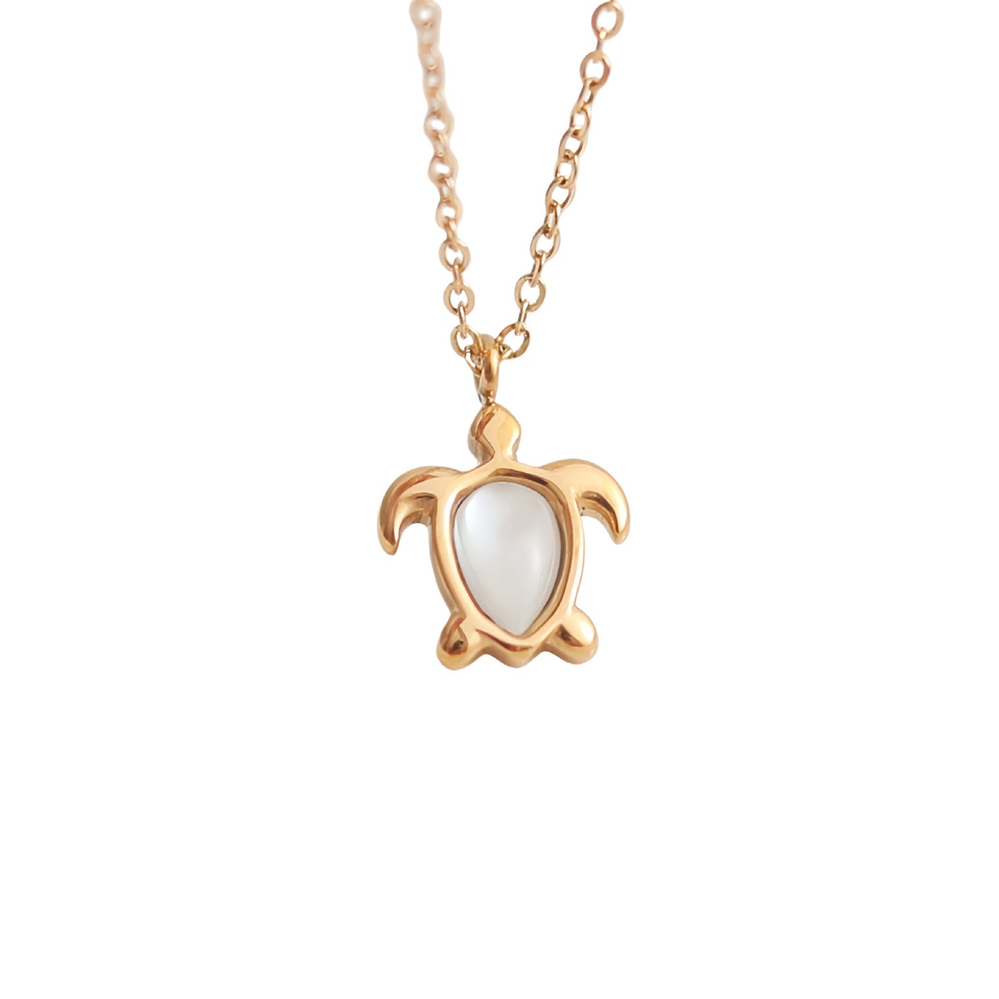 Sweet Tortoise Pendant Necklace For Women In Real Gold Plated Titanium Steel With Shell Pendant