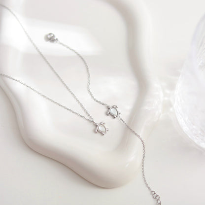 Sweet Tortoise Pendant Necklace For Women In Real Gold Plated Titanium Steel With Shell Pendant