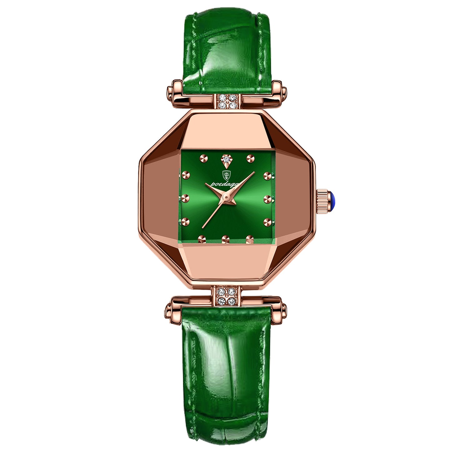 Women’s Quartz Watch With Rhombus Dial Featuring Tempered Glass And Genuine Leather Strap With Pin Buckle