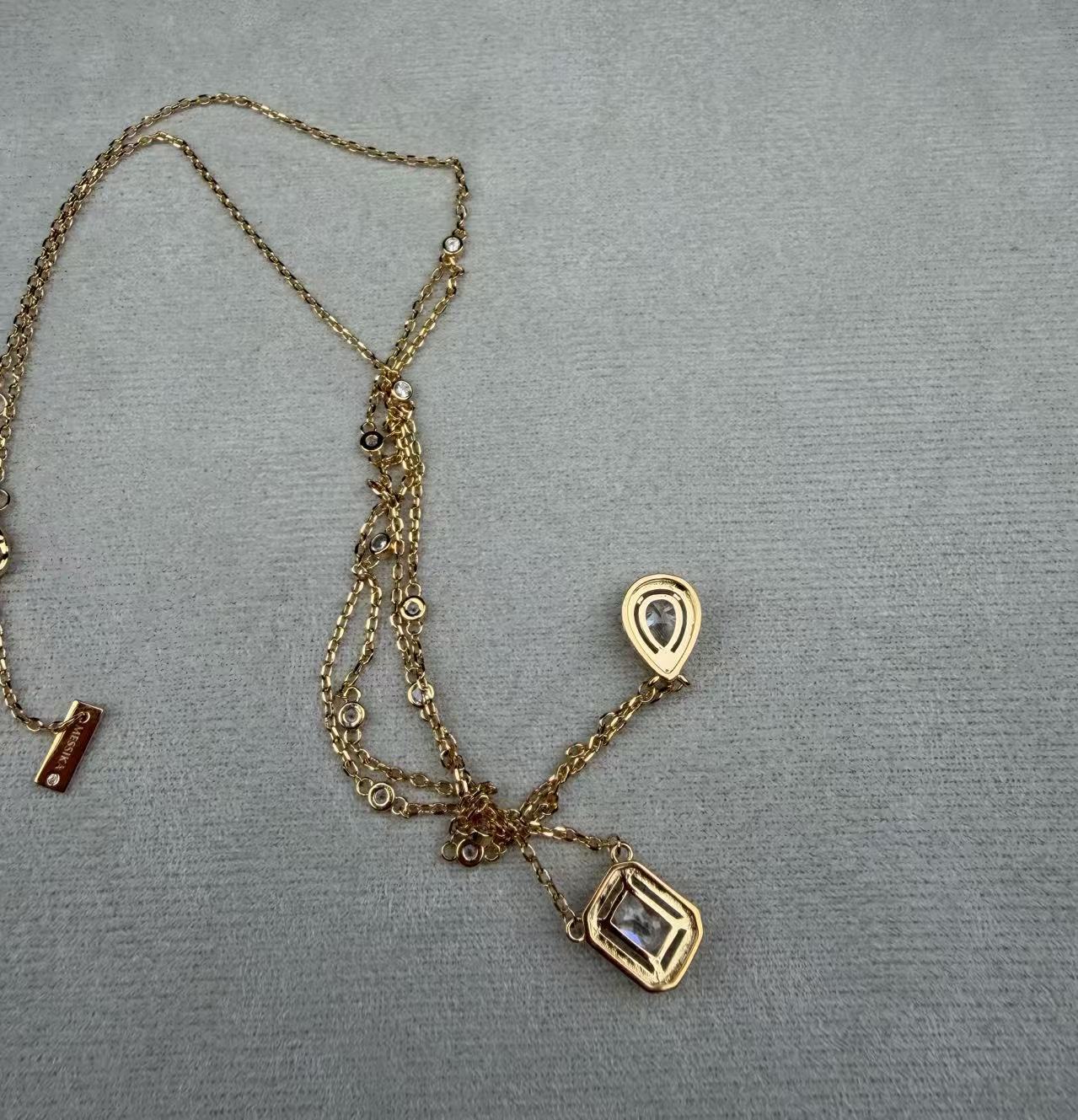 Elaborate Water Droplets Double Layer Necklace In V Gold With 18K Real Gold Plated Finish, Unisex, Rose Gold