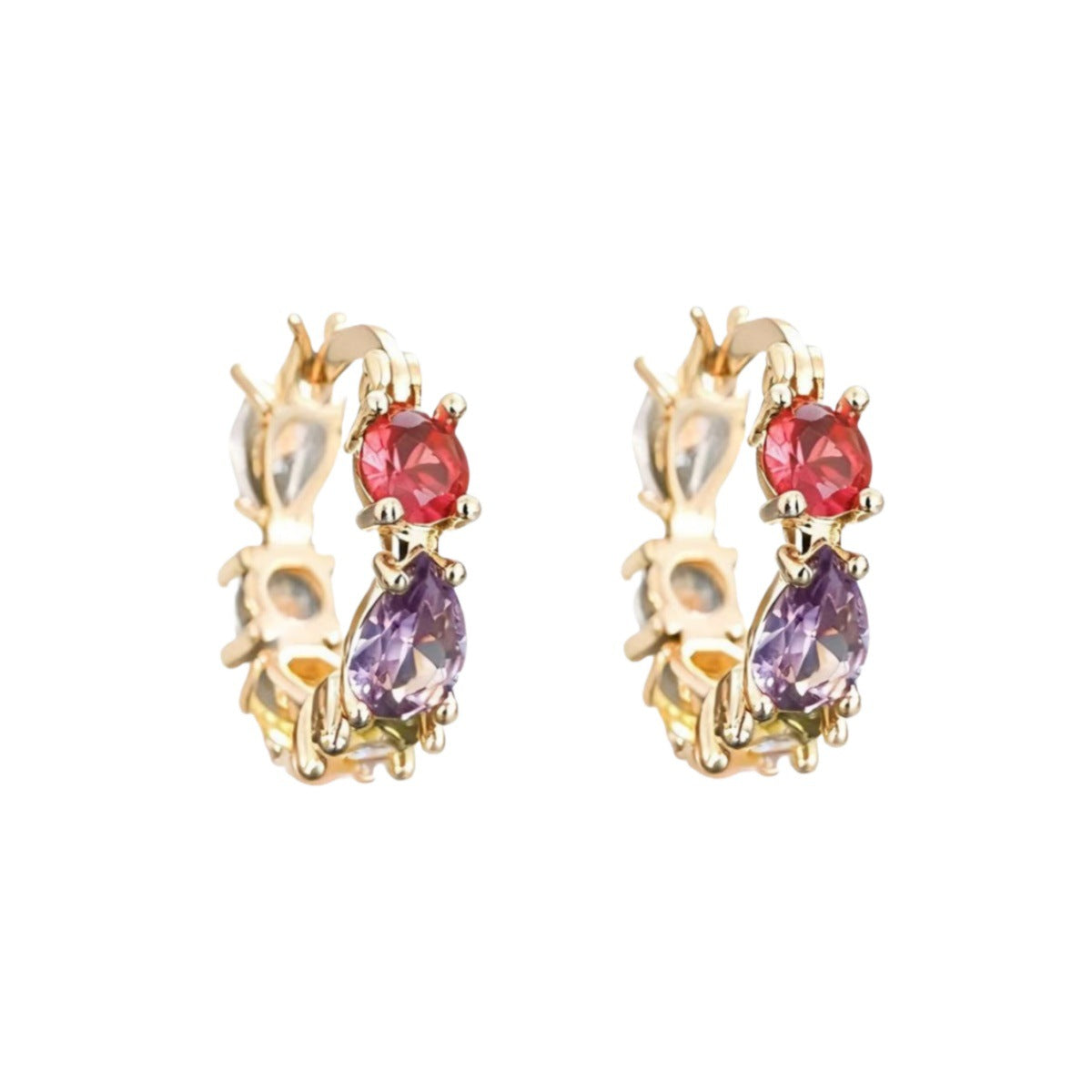 Multicolor Splicing Earrings For Women With Copper And Zircon, Featuring 304 Stainless Steel Ear Pins