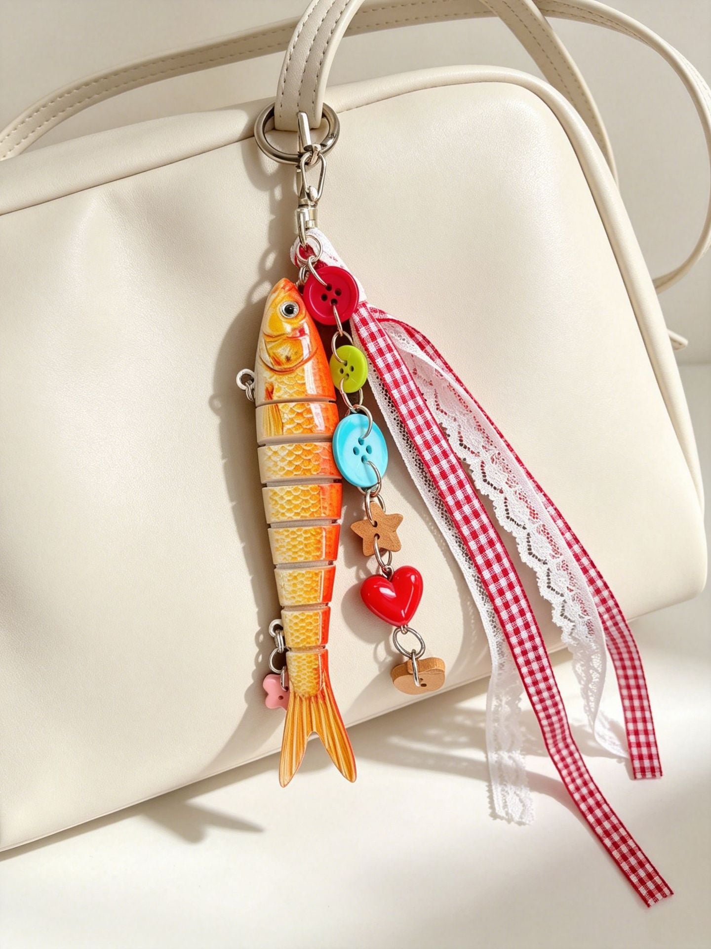 Orange Fish Key Chain In Cartoon Style Made Of Durable Alloy, Perfect For Hanging Accessories