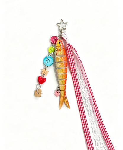 Orange Fish Key Chain In Cartoon Style Made Of Durable Alloy, Perfect For Hanging Accessories