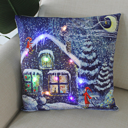 Nordic Style Plush Pillow Case With Bulb Pattern, Perfect For Christmas Home Decor