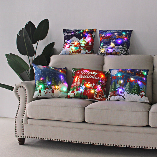 Nordic Style Plush Pillow Case With Bulb Pattern, Perfect For Christmas Home Decor
