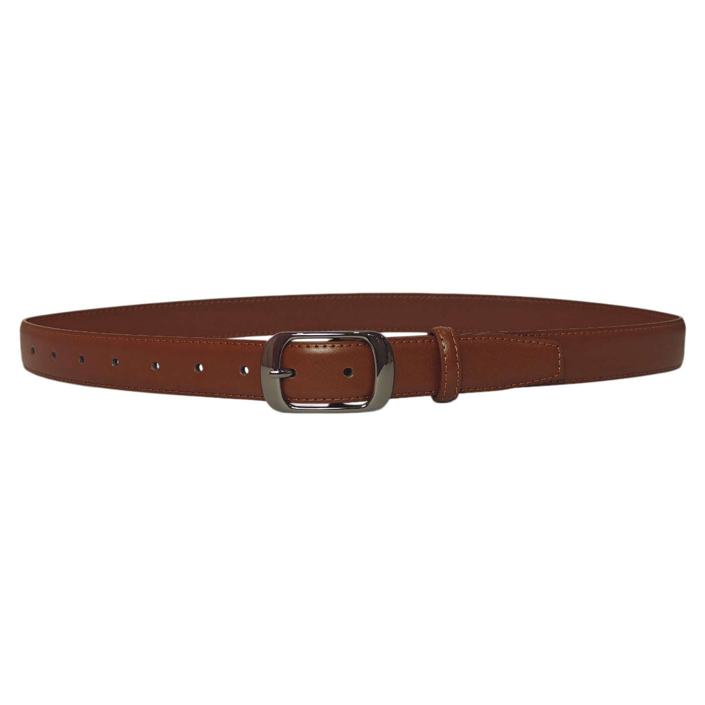 Women's Genuine Leather Geometric Belt With Alloy Pin Buckle, Stylish Commute Accessory