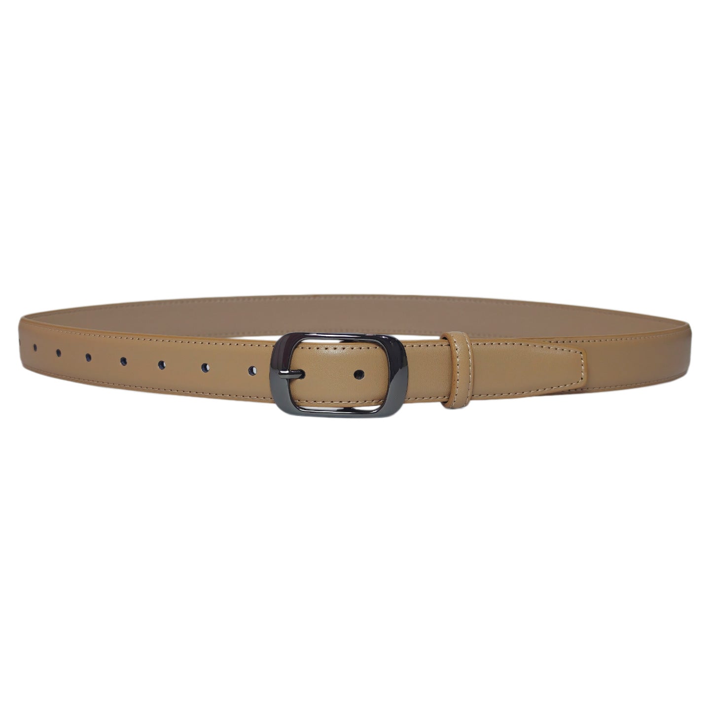 Women's Genuine Leather Geometric Belt With Alloy Pin Buckle, Stylish Commute Accessory