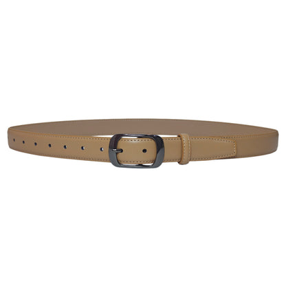 Women's Genuine Leather Geometric Belt With Alloy Pin Buckle, Stylish Commute Accessory
