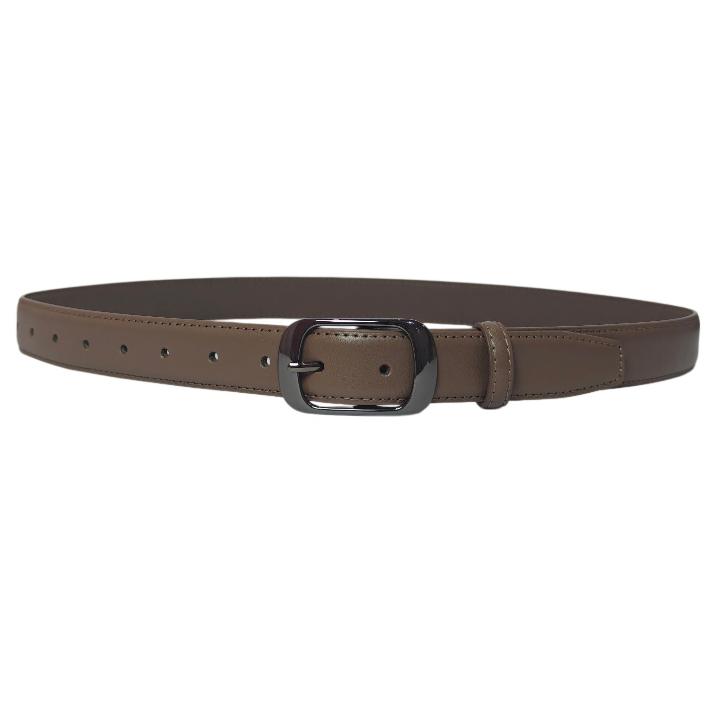 Women's Genuine Leather Geometric Belt With Alloy Pin Buckle, Stylish Commute Accessory