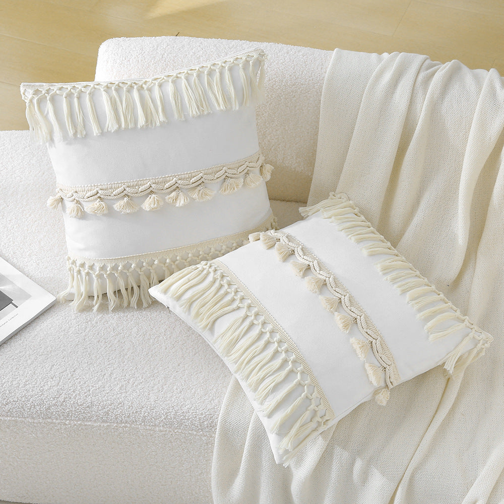 Nordic Style Solid Color Canvas Pillow Case For Home Textiles And Decor