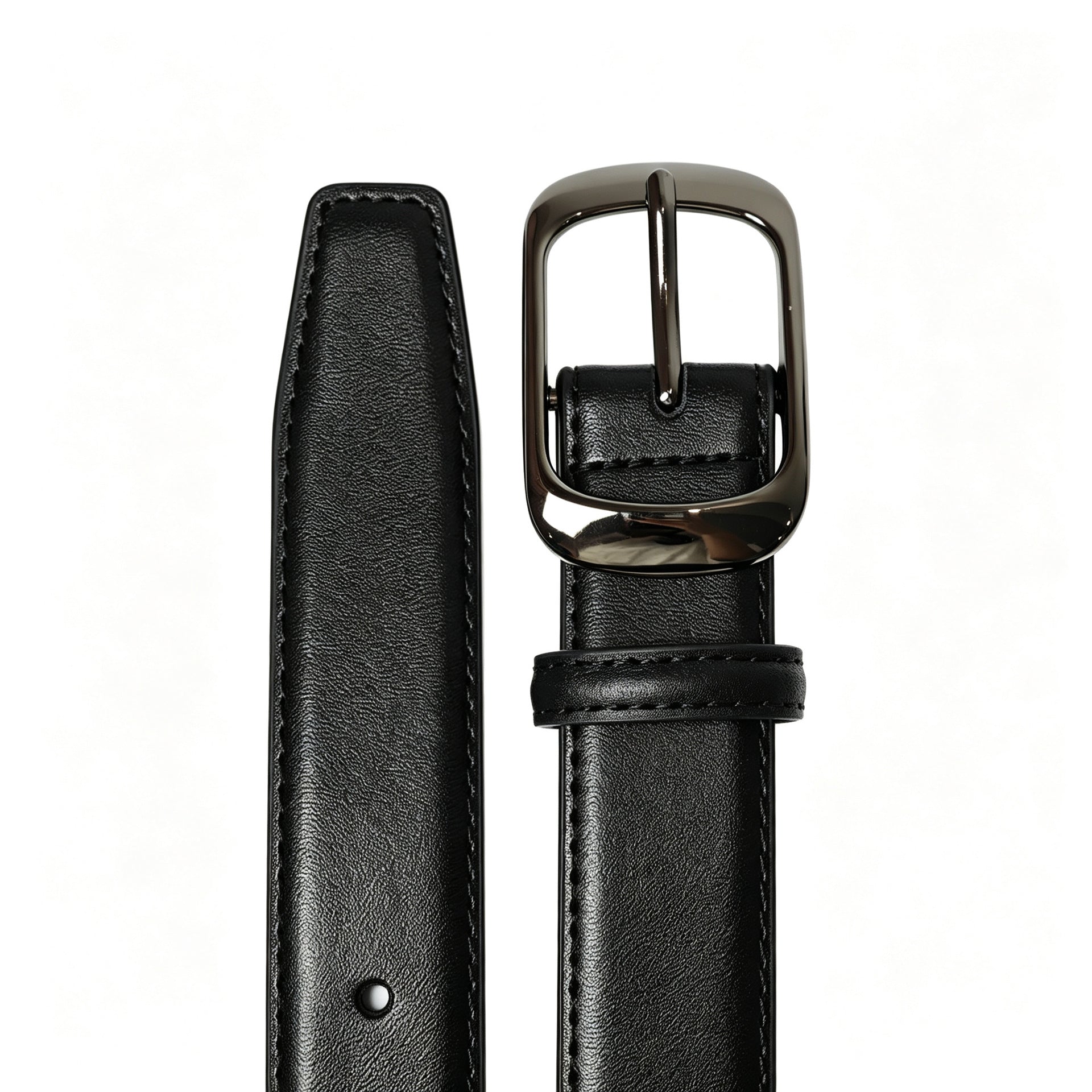 Women's Genuine Leather Geometric Belt With Alloy Pin Buckle, Stylish Commute Accessory