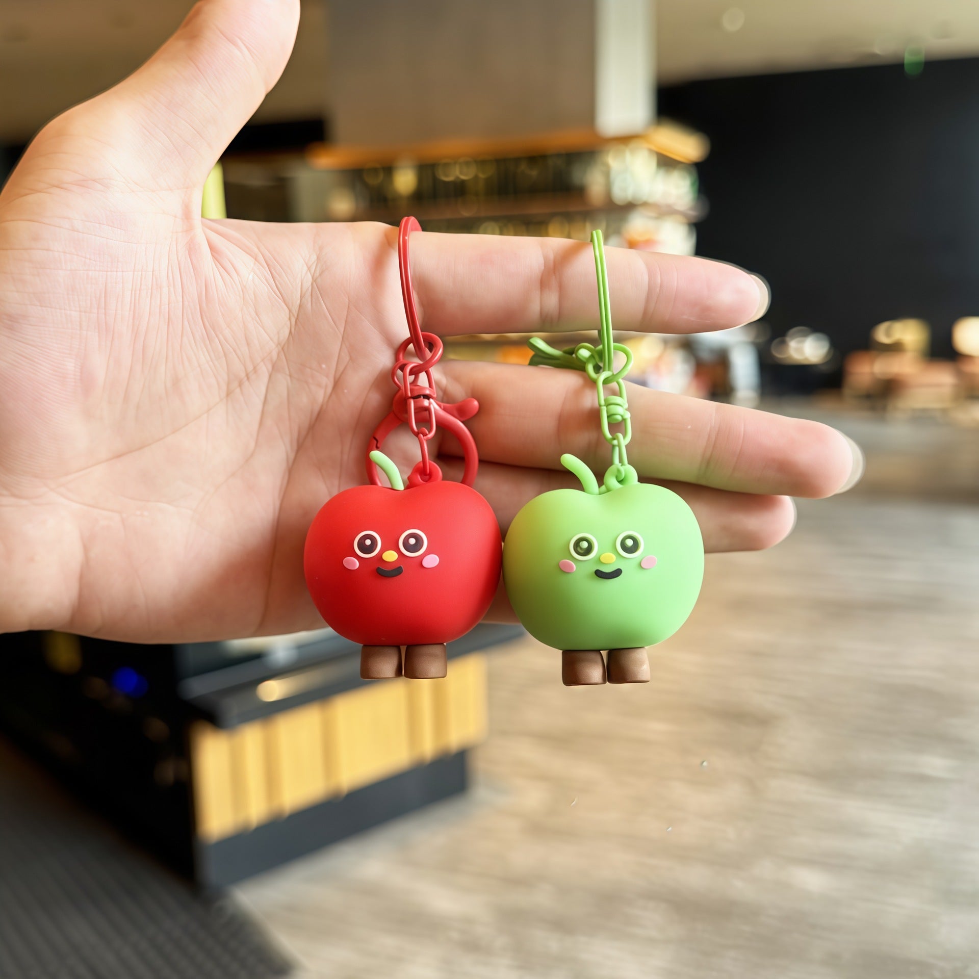 Apple New Year Key Chains With Bag Charms In Durable PVC Material