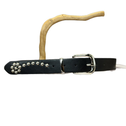 Women’s Punk Style Belt With Alloy Pin Buckle, Made Of Dyed Black PU Leather