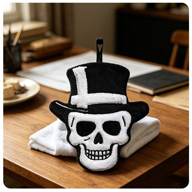 Gothic Skull Pattern Halloween Towels Made Of Soft Coral Fleece, Perfect For Home Textiles And Decor
