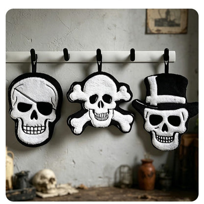 Gothic Skull Pattern Halloween Towels Made Of Soft Coral Fleece, Perfect For Home Textiles And Decor