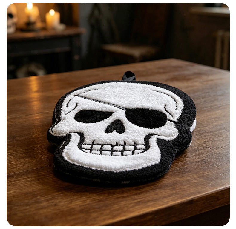 Gothic Skull Pattern Halloween Towels Made Of Soft Coral Fleece, Perfect For Home Textiles And Decor