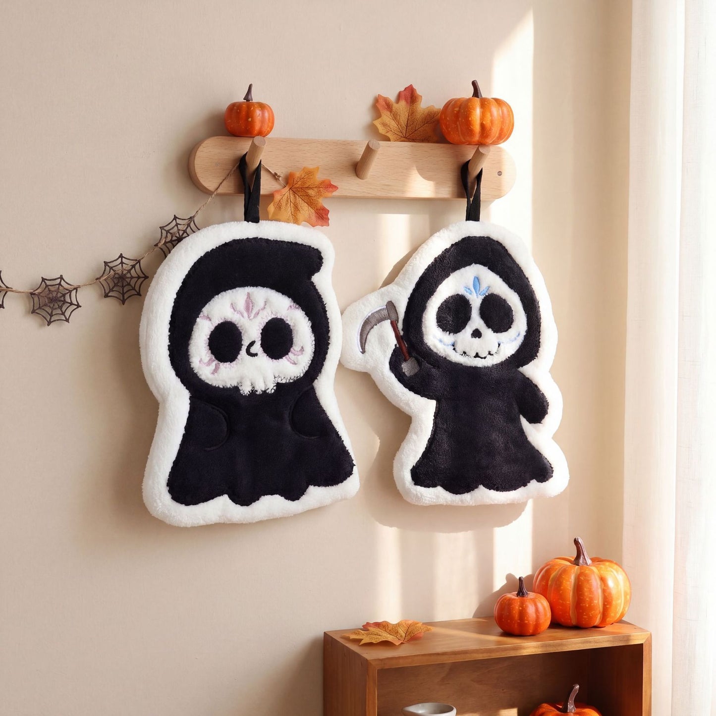 Cartoon Style Halloween Pattern Coral Fleece Towels For Halloween Hand Drying