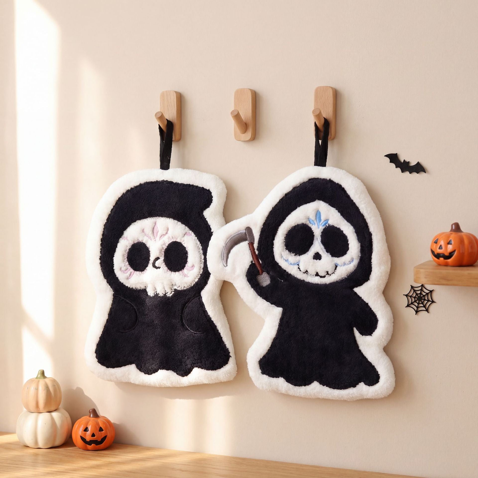 Cartoon Style Halloween Pattern Coral Fleece Towels For Halloween Hand Drying