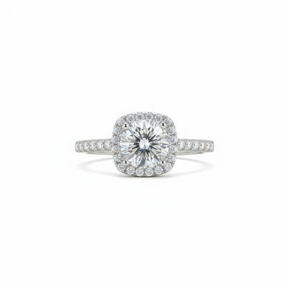 Square Copper Ring With Moissanite Inlay For Women, Elegant Engagement Jewelry