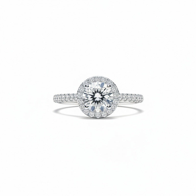 Square Copper Ring With Moissanite Inlay For Women, Elegant Engagement Jewelry