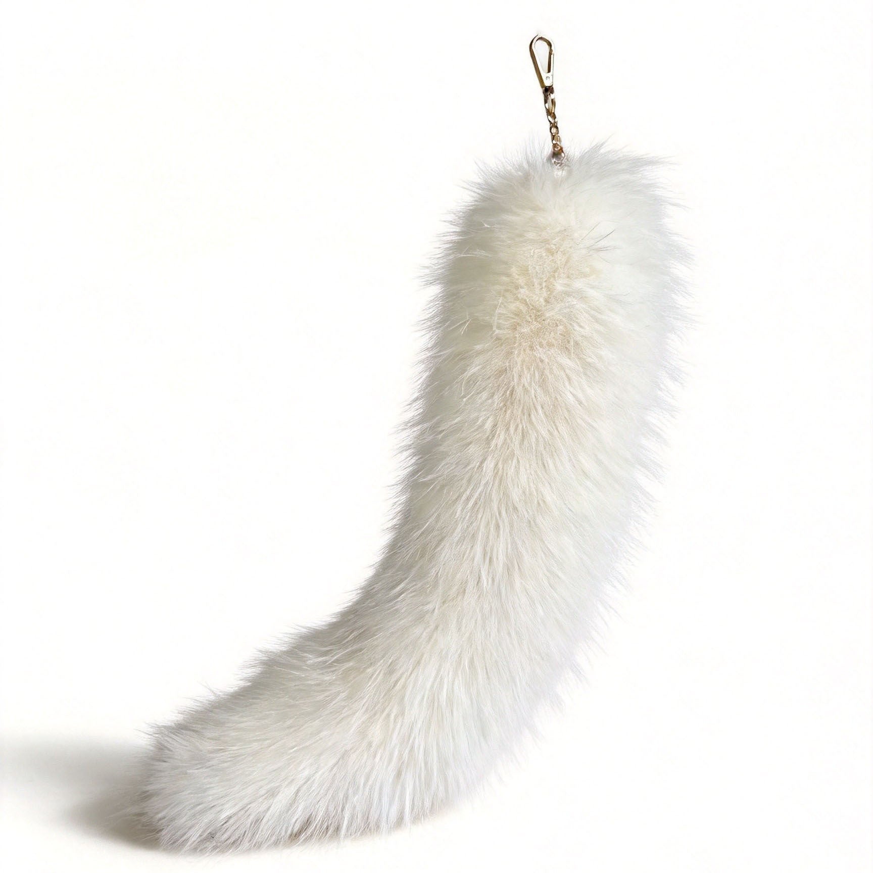 Halloween Fox Key Chain In White Plush Material Featuring Sweet Electroplated Design