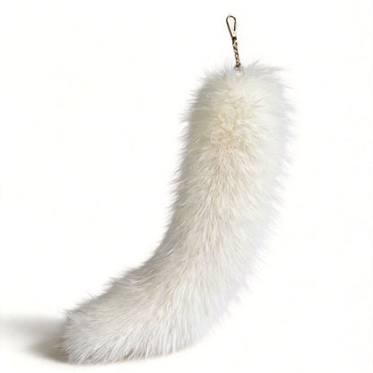 Halloween Fox Key Chain In White Plush Material Featuring Sweet Electroplated Design