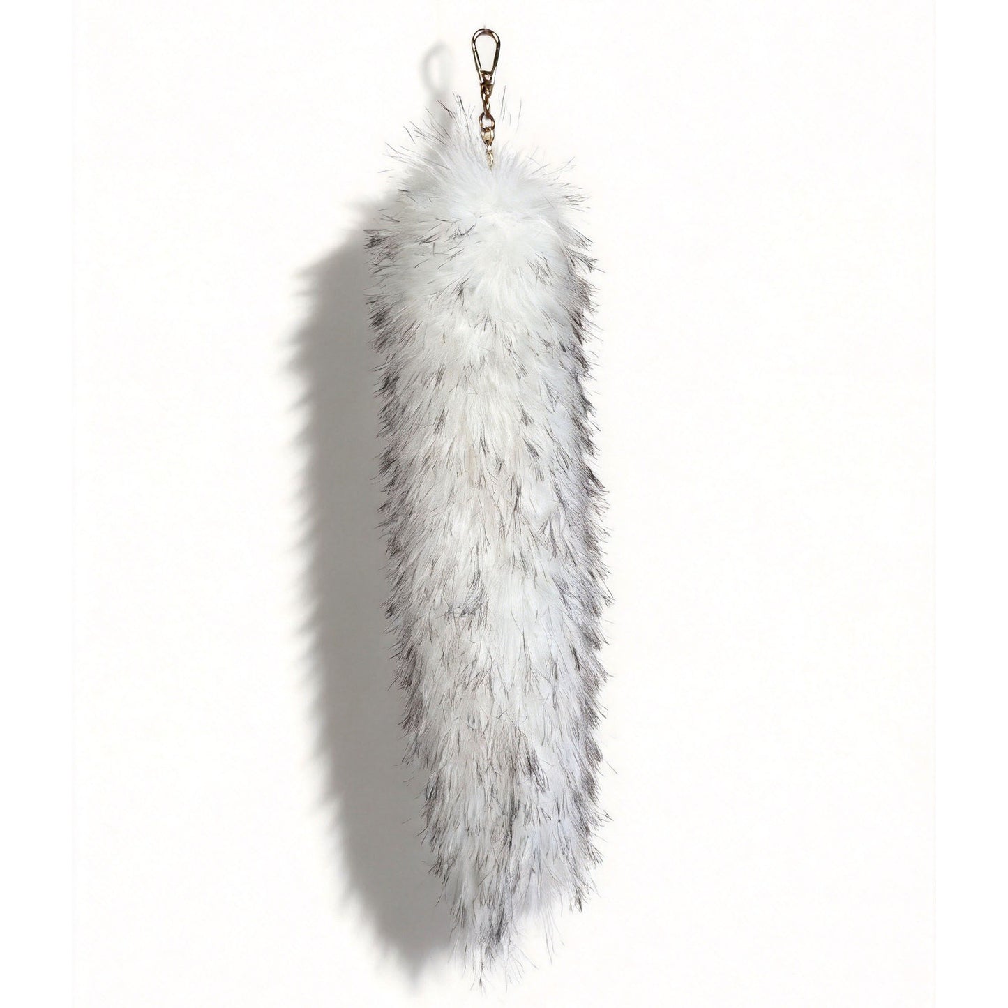 Halloween Fox Key Chain In White Plush Material Featuring Sweet Electroplated Design