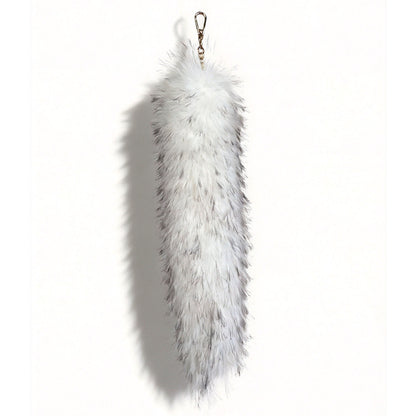 Halloween Fox Key Chain In White Plush Material Featuring Sweet Electroplated Design