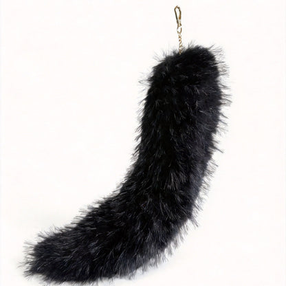 Halloween Fox Key Chain In White Plush Material Featuring Sweet Electroplated Design