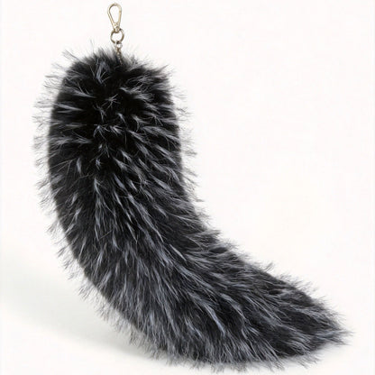 Halloween Fox Key Chain In White Plush Material Featuring Sweet Electroplated Design