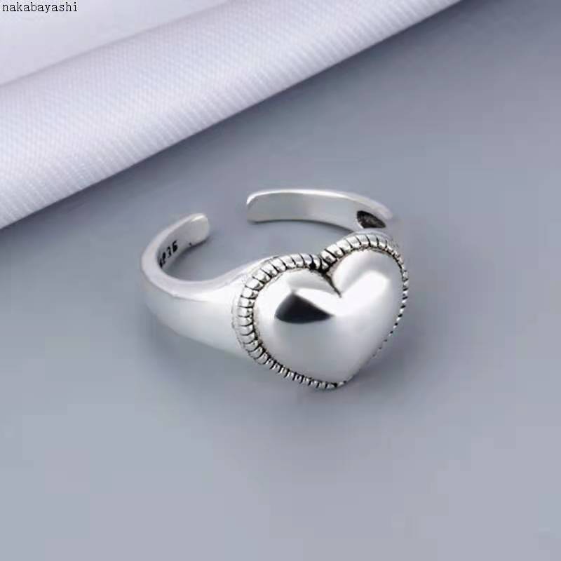 Retro Heart Shape Ring For Women In Electroplated Copper Featuring Elegant Design
