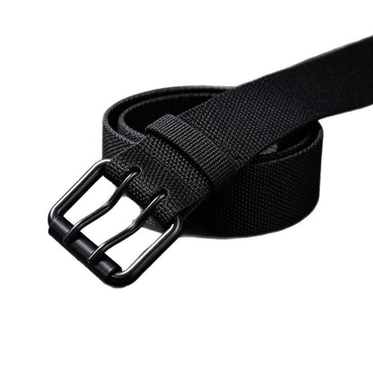Unisex Casual Canvas Belt With Alloy Pin Buckle In Dyed Black