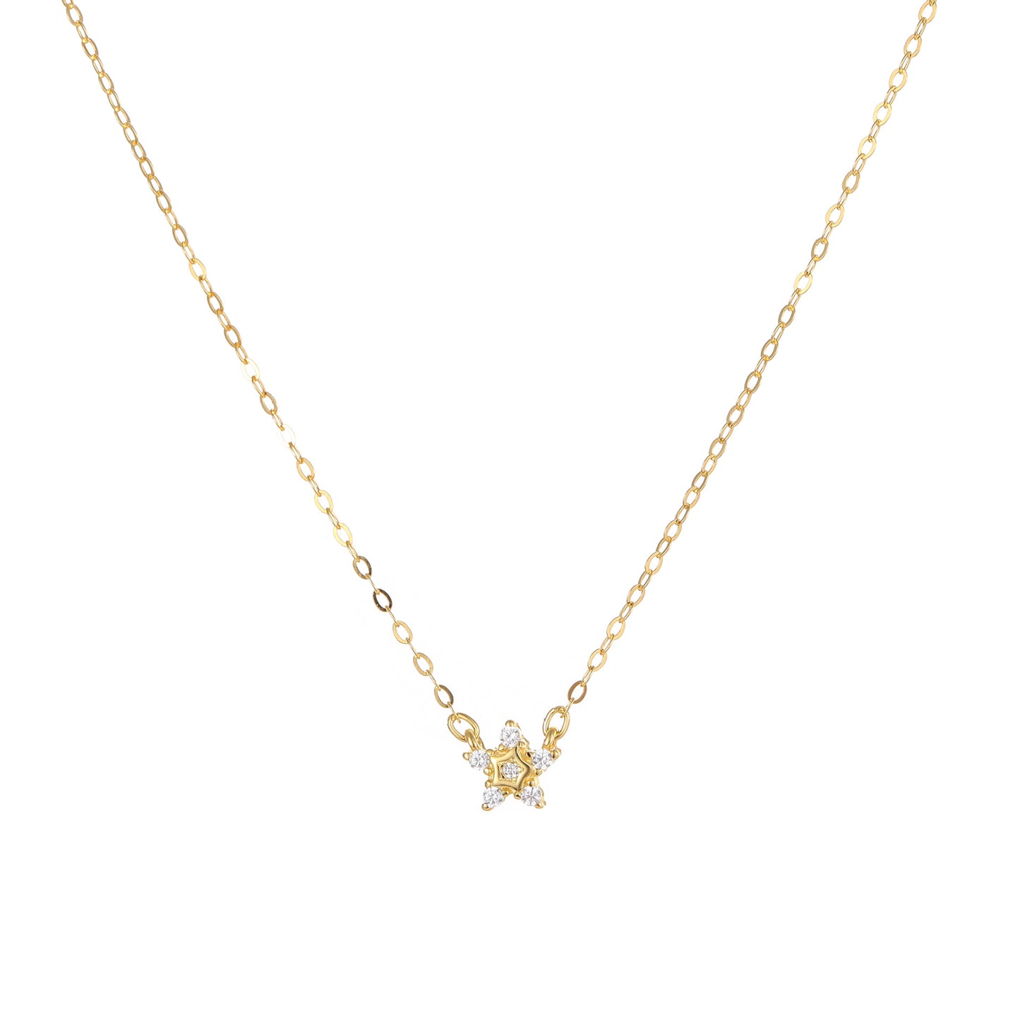 Star Necklace For Women In 18K Real Gold Plated 925 Sterling Silver With Cable Chain