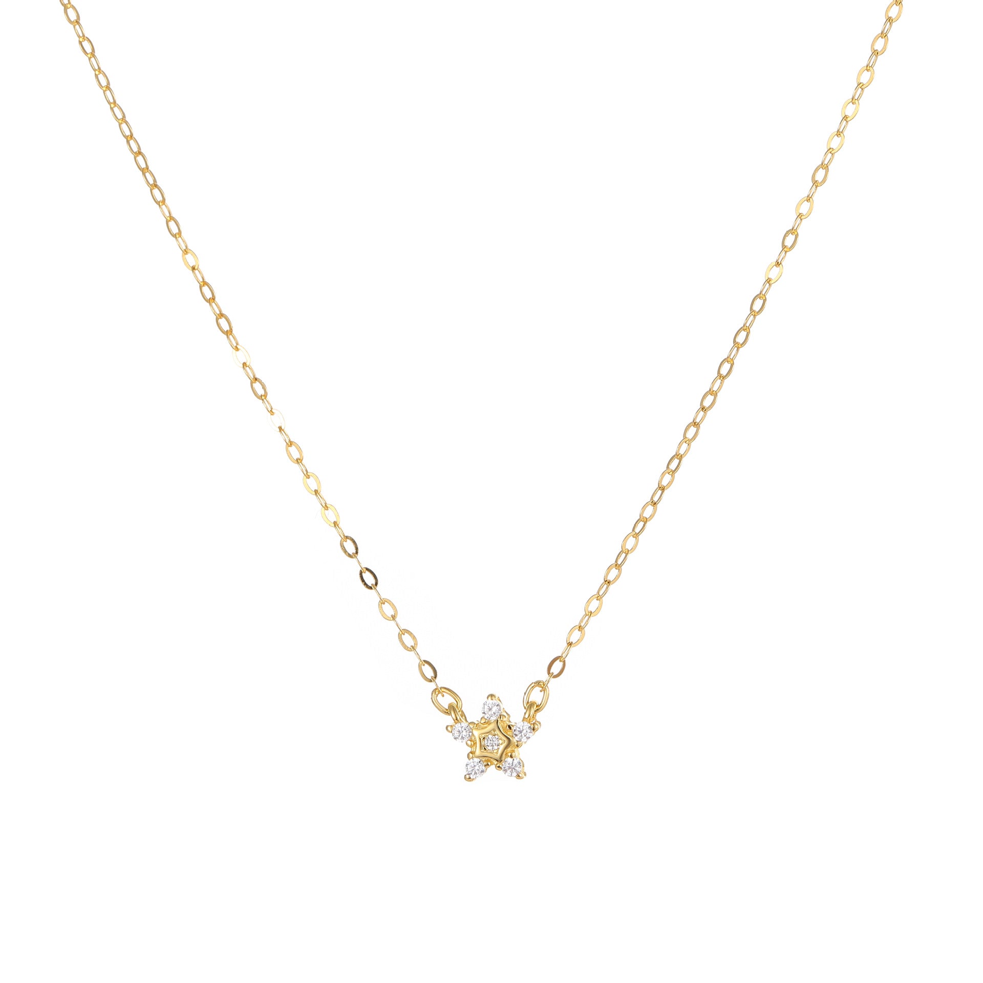 Star Necklace For Women In 18K Real Gold Plated 925 Sterling Silver With Cable Chain