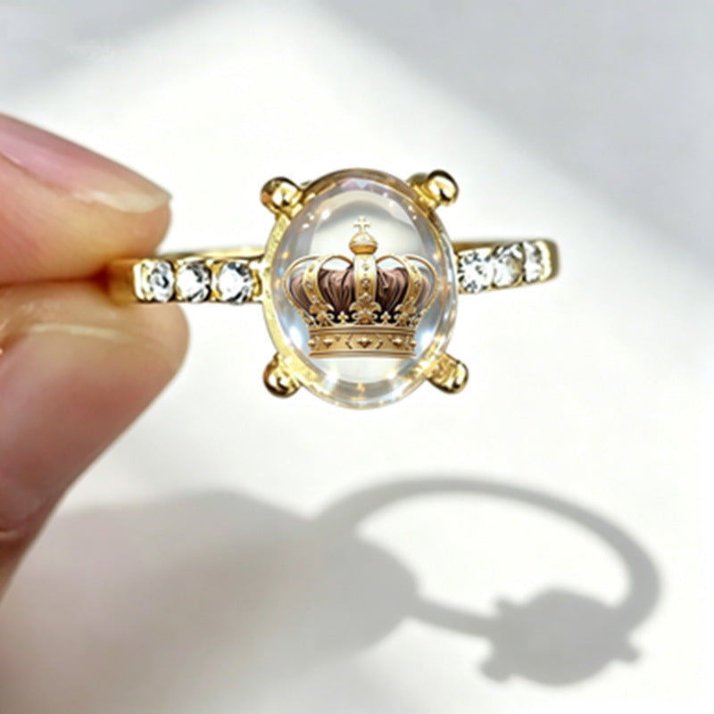 Handmade Glass Crown Ring For Unisex, Perfect For Summer Wear