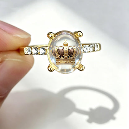 Handmade Glass Crown Ring For Unisex, Perfect For Summer Wear