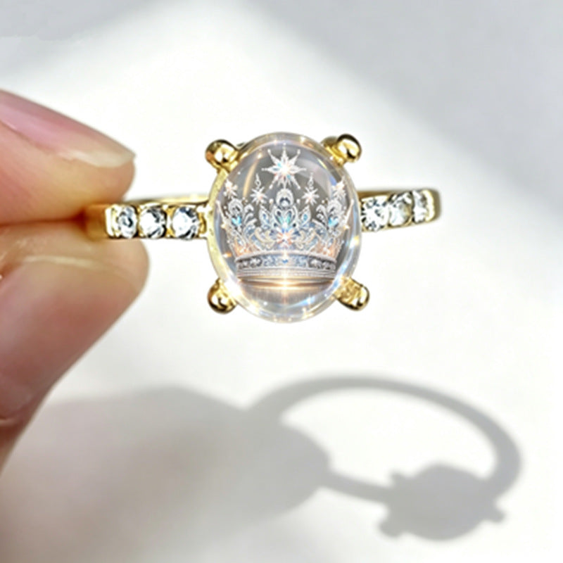 Handmade Glass Crown Ring For Unisex, Perfect For Summer Wear